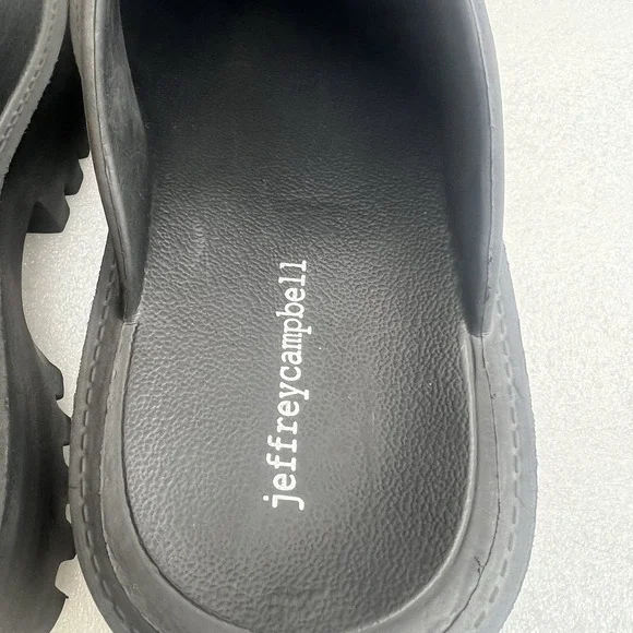 JEFFREY CAMPBELL Bae Clogg Black Lug Sole Platform Slip On Clogs Mules Size 6 - Picture 9 of 13
